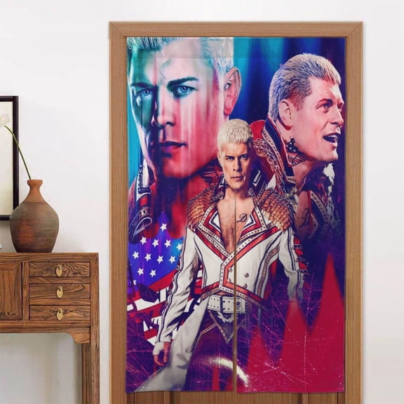 Cody Rhodes Doorway Curtain Cute Blackout Windproof Window Door Curtain Tapestry Colorful Room Privacy Divider Curtains Home Decoration 2 Panels 34"x56"