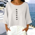 thumbnail image 5 of YuXingFu Cotton Tops for Women Crew Neck A-Line Split Hem 3/4 Sleeve for Casual Plus Size Blouses Dressy White S, 5 of 7