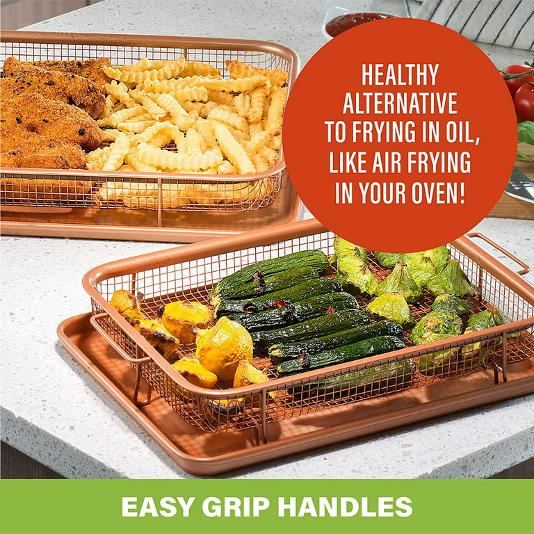 Gotham Steel Crisper Tray for Oven, 2 Piece Nonstick Copper Crisper Tray  and Basket, Air Fry in your Oven, Great for Baking and Crispy Foods, As  Seen