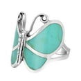 thumbnail image 4 of Captivating Butterfly Motif Green Turquoise Statement Sterling Silver Ring-11, 4 of 5
