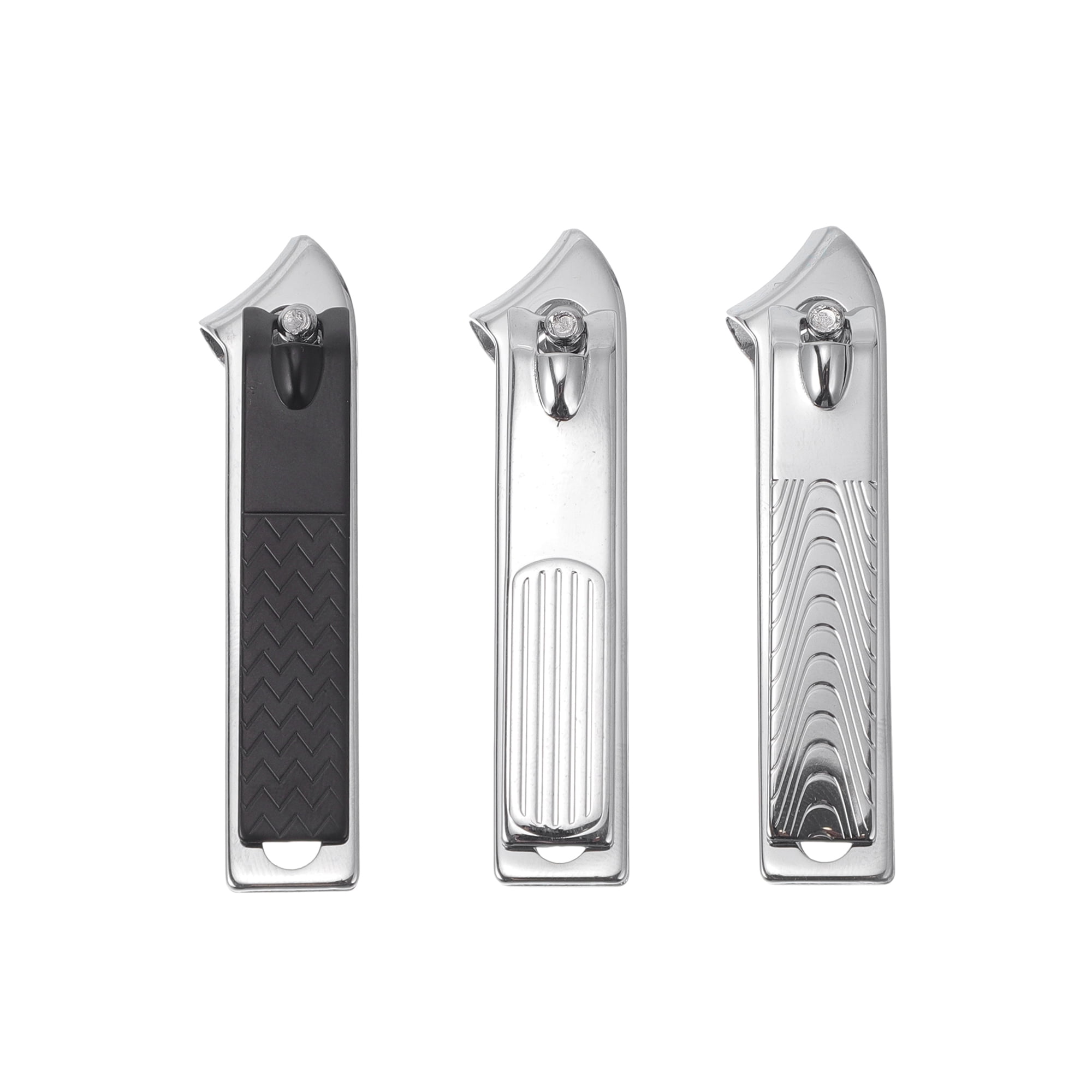 Unique Bargains Portable Nail Clippers Black Silver Tone 3 Pcs