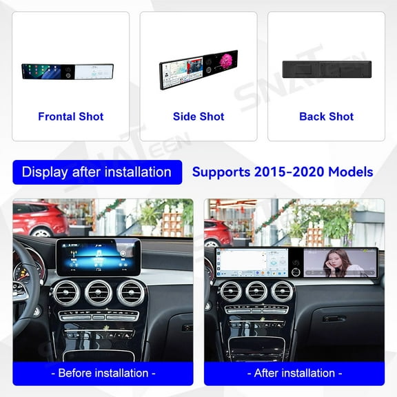 SNATEEN Dual 12.3 inch Carplay Screen/Radio/Multimedia Player for Mercedes-Benz GLC 2015-2020 Universal Car Navigation/GPS Upgrade Headunit Android Display 1080P Touch Screen Replace System