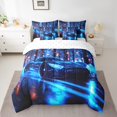 thumbnail image 2 of YST Speed Race 7-Piece Comforter Set, Racing Theme, Neon Black Blue, Kids Boys Teens, All Season, 2 of 4