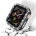 thumbnail image 3 of KOMI Compatible pour Apple Watch 40/44mm 42/38mm Pare-Chocs Plaqué PC à Double Rangée de Diamants Étui Bling Diamants en Cristal Cadre Brillant Pailleté Étui Rigide de Protection pour iWatch SE Series 6 5 4 3 2 1 Noir, 3 of 5
