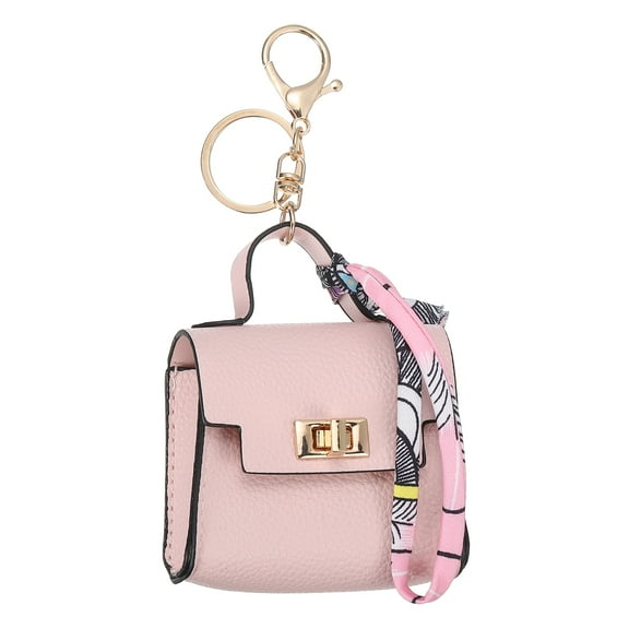 Mini Backpack Keychain, Cute Coin Purse Keychain PU Leather Backpack Purse Key Chain, Pink