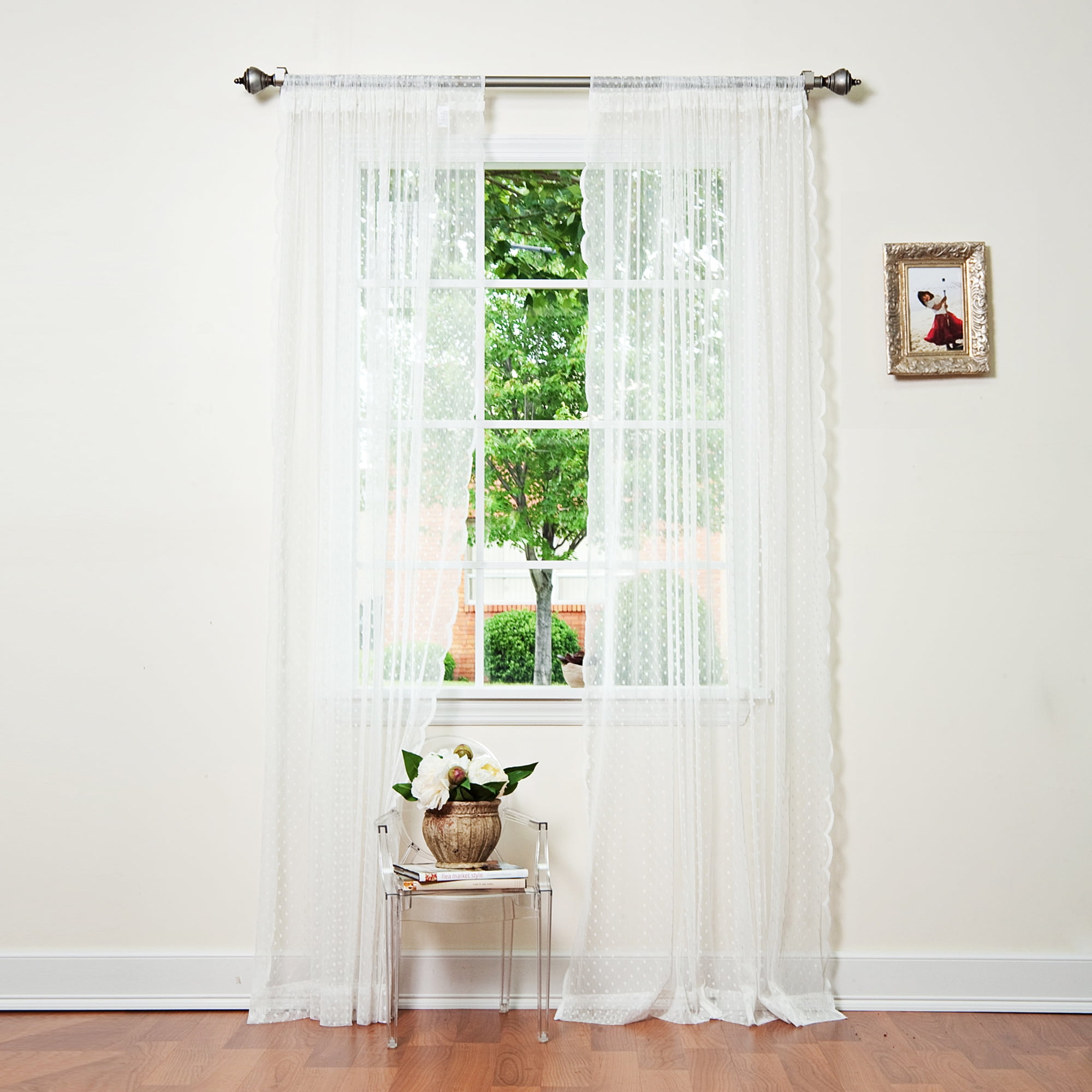 Beautiful Jacquard Sheer Lace Curtain Pair