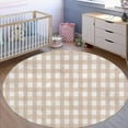thumbnail image 4 of Round Rug 4ft for Kitchen Living Room Bedroom Dining Room Table Outdoor Entryway Washable Large Carpet Circular Circle Area Rug Beige Gingham Easter Spring, 4 of 4