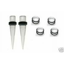 0g gauge PAIR CLEAR Tapers & Plugs Ear Stretching Kit