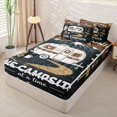 thumbnail image 3 of Manfei Camping RV Accessories Zipper Twin Comforter Sets with Fitted Sheet and 2 Pillowcases,Adventure Theme Zipper Bedding Set,Dark Brown White,Reversible, 3 of 7