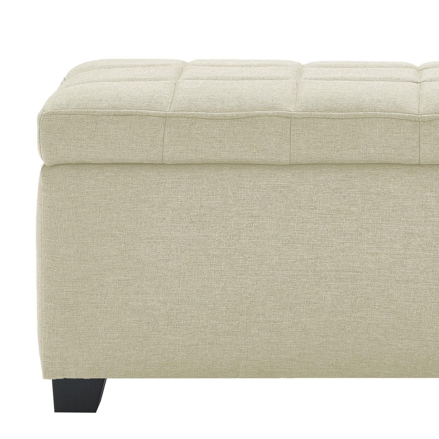 Ottomane de rangement rectangulaire moderne revêtue de tissu – beige