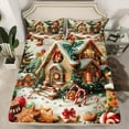 thumbnail image 2 of Homewish Xmas Gingerbread Man 3pcs Twin Sheet Sets For Teens Boys Girls,Colorful Candy Cane Twin Fitted Sheet,Merry Christmas Breathable Flat Sheet,Ultra Soft Home Decor, 2 of 7