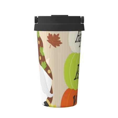

Qekee Gnome Happy Fall Print Insulated Coffee Mug Coffee Tumbler Cup Thermos Mug Water Bottle with Handle & Flip