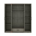 thumbnail image 6 of MODERNLUXE 4 Door Wardrobe Closet with 1 Drawer,Wooden Clothing Storage Cabinet with Hanging Rod and Shelves,Freestanding Armoire Closet for Bedroom,Gray, 6 of 8