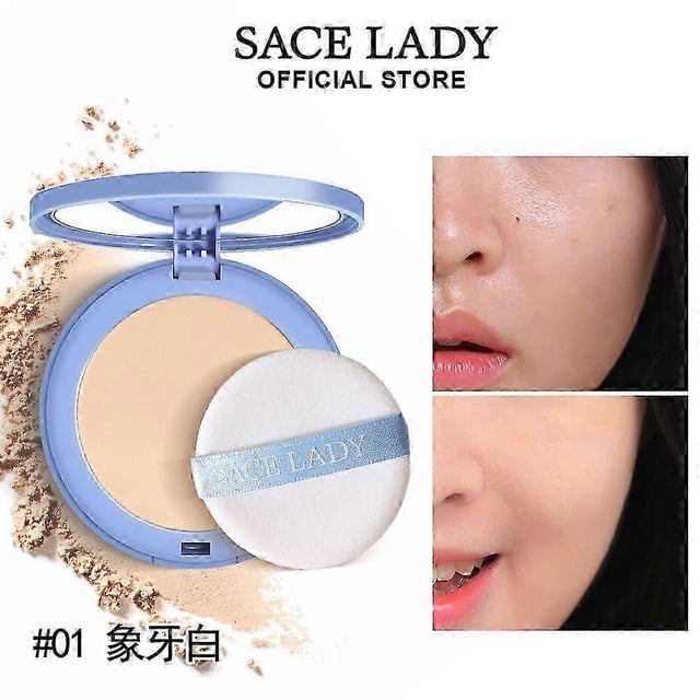 SACE LADY Polvo fijador para rostro, cobertura total, polvos a presión, larga duración, resistente al agua, corrector, maquillaje, cosméticos, maquillaje, blanco marfil