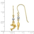 thumbnail image 4 of Primal Gold 14K Two Tone Gold Puffed Dolphin Shepherd Hook Earrings, 4 of 4