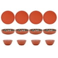 thumbnail image 2 of Mainstays by Becky G. & Alejandra Bamboo Melamine 12-Piece Dinnerware Set, Orange & Green, 2 of 10