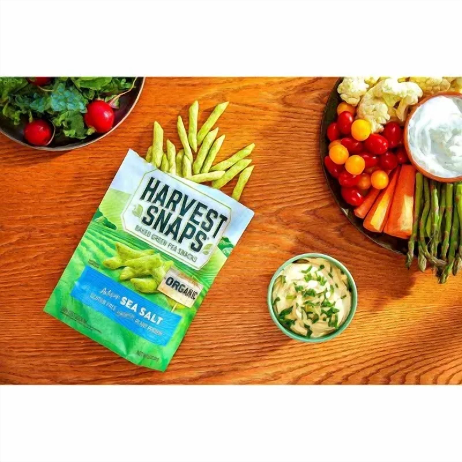 Harvest Snaps Organic Artisan Sea Salt Baked Green Pea Snacks 3oz (Pack of 6)
