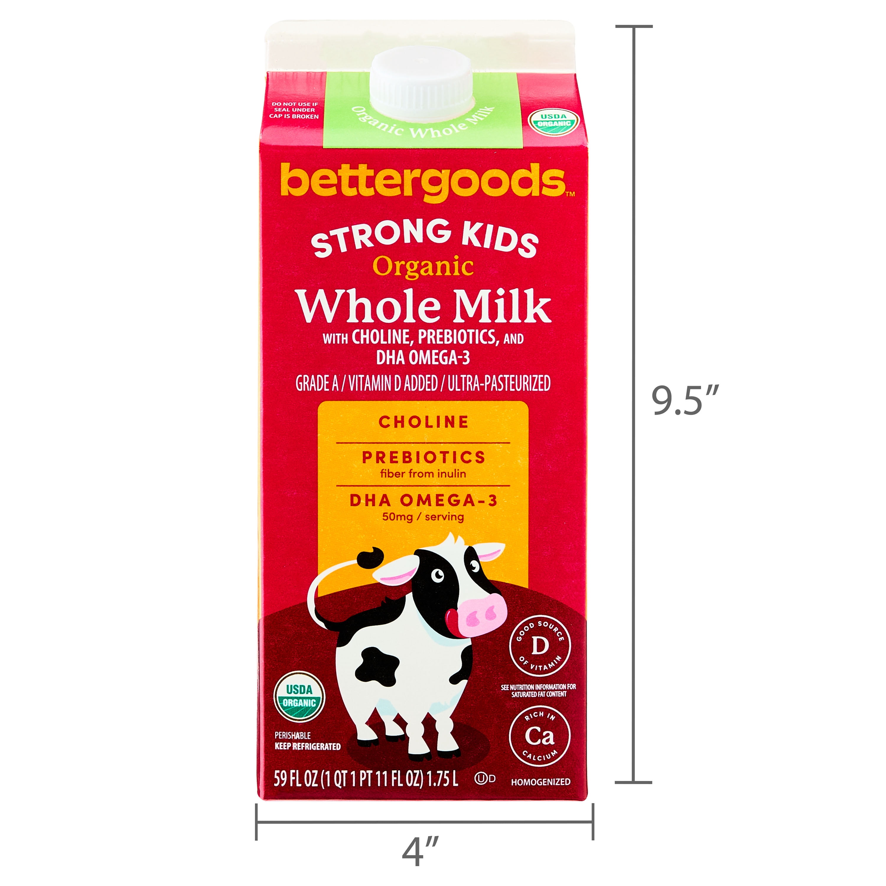 bettergoods Strong Kids Organic Whole Milk, 59 fl oz