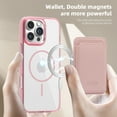 thumbnail image 5 of ELEHOLD Clear Magnetic Wallet Case For iPhone 13 , Mag Safe Compatible Transparent Hard PC + TPU Back Shockproof Protection Case Cover with Magnetic Card Holder ,Pink, 5 of 6