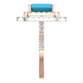 thumbnail image 3 of 2.62 ctw with Simulated Diamond Halo Accents Anniversary Ring for Women | Emerald Cut Simulated Turquoise | Hyperallergenic Solid 14K Rose/White Gold, 3 of 5