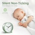 thumbnail image 2 of QKURT Analog Alarm Clock, 4inch Super Silent Non Ticking Small Clock with Night Light, Battery Operated, Simple Design for Bedroom Bedside Desk Adult Kid, Green, 2 of 7