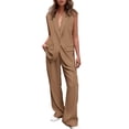 thumbnail image 1 of Conjunto PRETTYGARDEN Chaleco sin Mangas Talle XX-Largo Pantalones de Pierna Ancha Caqui, 1 of 8
