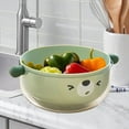 thumbnail image 2 of STPToys Clearance 2 in 1 Kitchen Colander Set with Bowl Strainer,8.6 inch Plastic Fruits and Vegetable Washing Basket Double Layered Drain Basin Cleaning Mixing Basket - Green, 2 of 7