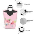thumbnail image 4 of Waterproof Collapsible Laundry Hamper, Pink Spring Flowers Aluminum Handle Laundry Bag, 50L, 4 of 6