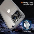 thumbnail image 3 of Shockproof Clear Case for iPhone 15 Pro Max, [Not Yellowing] [10FT Military Drop Protection] Hard Clear Back Silicone Edge Four Corner Airbags Drop Protection Phone Cover, 6.7 inch, Grey, 3 of 7