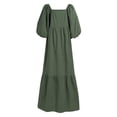 thumbnail image 4 of ZANZEA Women Square Neck Vintage Cuffs Puff Sleeve Elastic Maxi Dress, 4 of 13