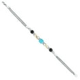 thumbnail image 3 of Gem Stone King 925 Silver and 10K Yellow Gold Green Turquoise and Black Onyx and White Lab Grown Diamond Bracelet for Women (2.05 Cttw, Gemstone, Cushion 6MM, 7 inches, Made in Italy), 3 of 4
