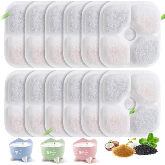 12 Pack Cat Water Fountain Filter,Cat Fountain Filters Replacement for PIXI Pet Water Fountain,Pet Fountain Filter Replacement