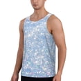 thumbnail image 2 of Easygdp White Bule Glitter Men's Tank Top, Sleeveless Muscle T Shirts, Breathable, Quick-Dry, Loose for Gym, Running, Fitness - Large, 2 of 9