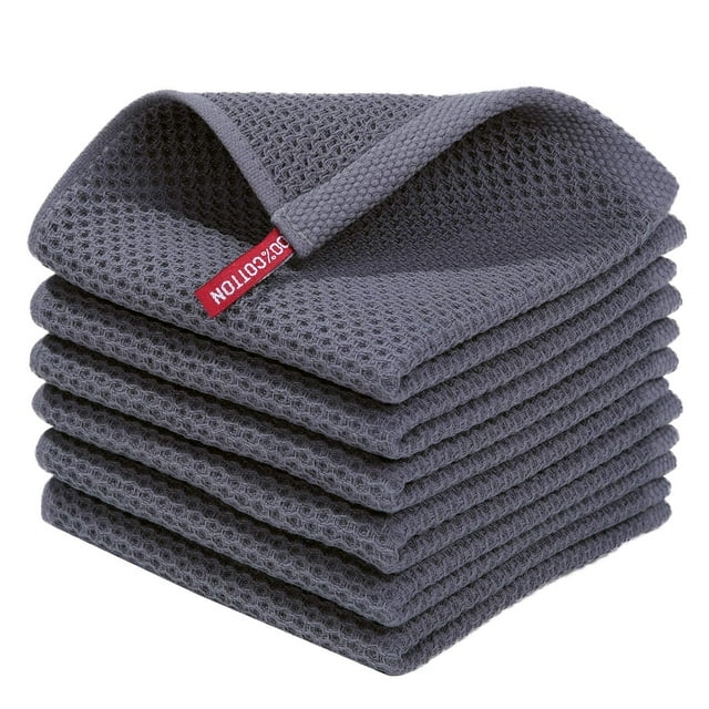 Paños de cocina Homaxy, tejido en forma de gofre, 100% algodón, 30 x 30 cm, paquete de 6