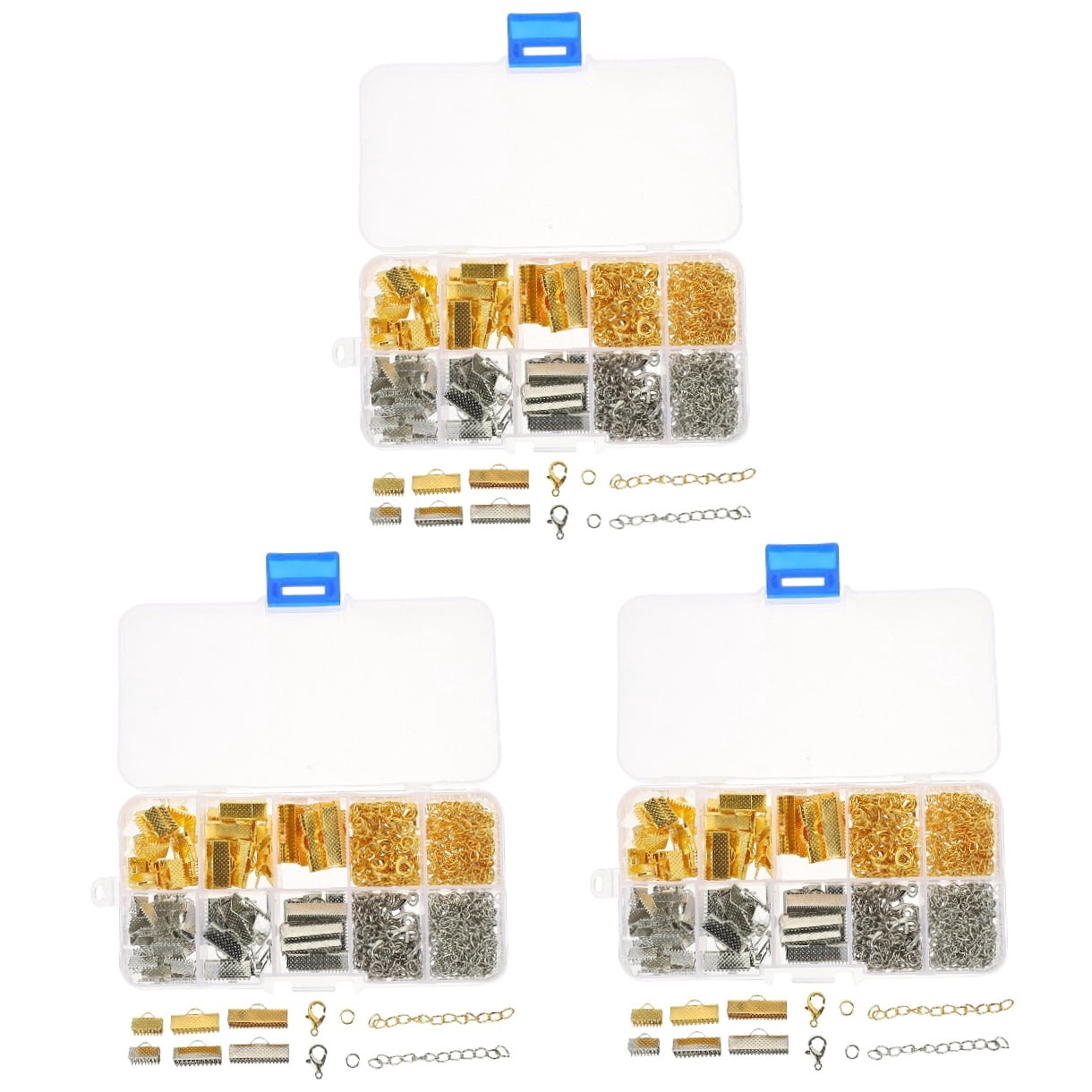 FELTECHELECTR DIY Jewelry Clamps Pinch Crimp Ends Assorted Color for Bracelet Necklace Making