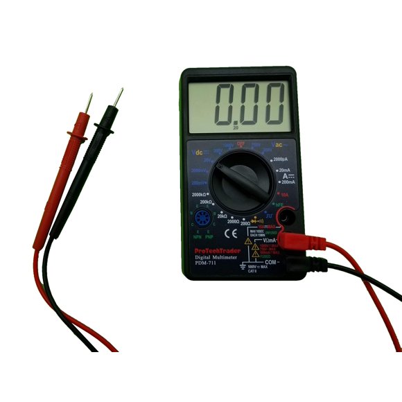 Grand Écran Multimètre - Transistor Volts Ohms Ampères (hFE) Diode de Sortie Onde Carrée & Testeur de Continuité Audible avec Buzzer