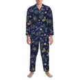 thumbnail image 3 of Lsque Vintage Golden Butterfly Pattern Long Sleeve Pajama Set for Men - Soft 2-Piece Sleepwear and Loungewear Set with Pockets, Comfy Nightwear-Large, 3 of 7