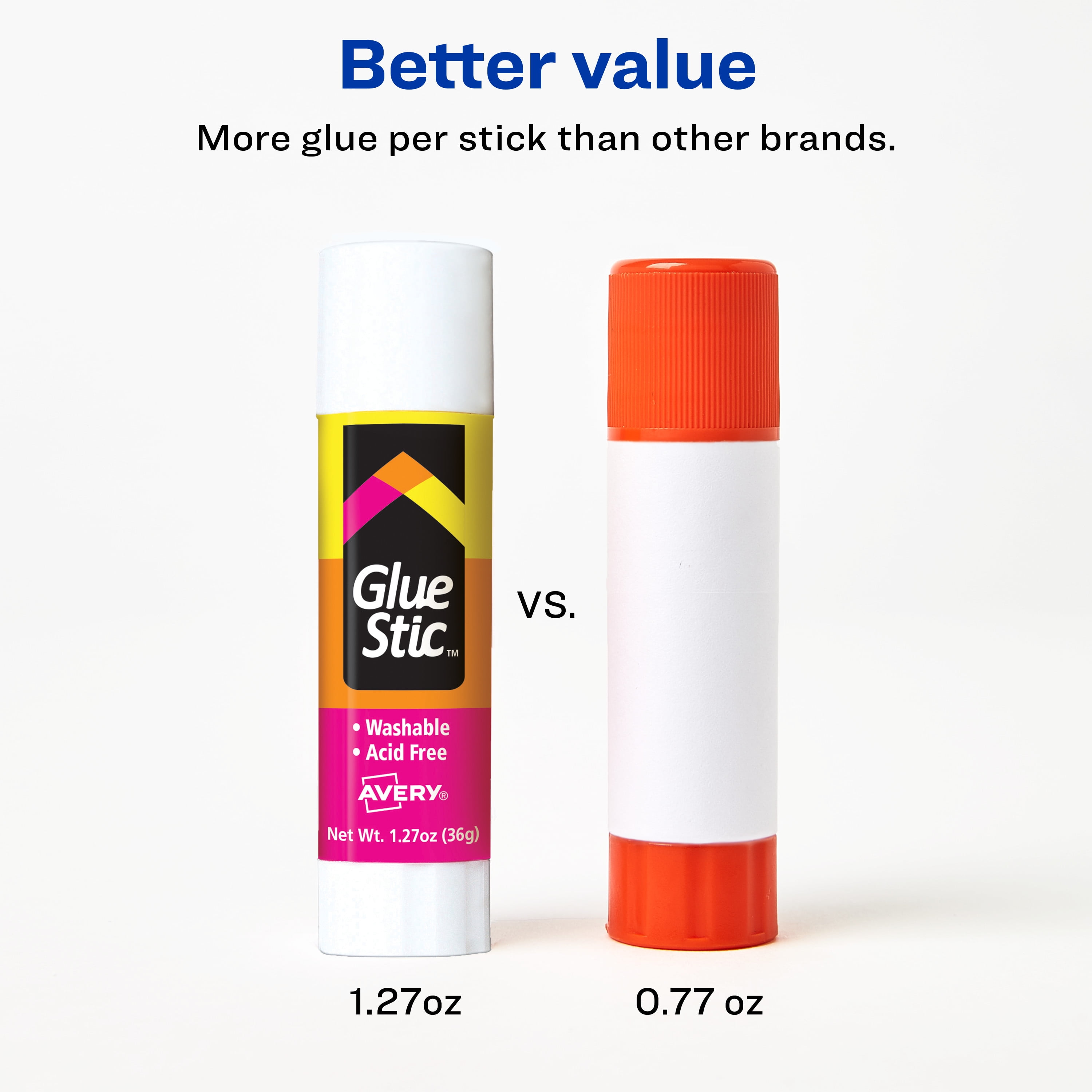 Avery Glue Stic, Glue Sticks, Washable, Non-Toxic, 1.27oz, 6 Total (98073)  