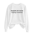 thumbnail image 5 of Arlun Walking by Faith Tripping Constantly Sweatshirts Womens Christian Religious Funny Graphic Long Sleeve Crew Neck Pullover Tops Fashion Letter Print Basic Casual Outfits 2-White XL, 5 of 5