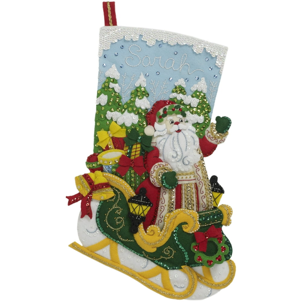 Bucilla Felt Stocking Applique Kit 18" LongSanta's Grand Sleigh