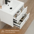 thumbnail image 3 of 24" Wall Mounted Bathroom Vanity with Ceramic Sink Top, Faucet, Decorative Wavy Edge, 3 of 10