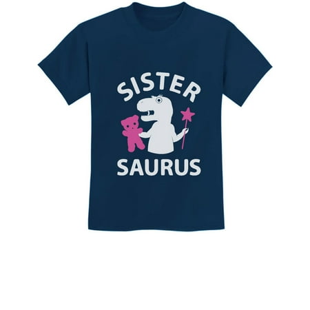 

Tstars - Sister Saurus - Cute Gift for Big Sister Girls T-Rex Kids T-Shirt 2T Navy