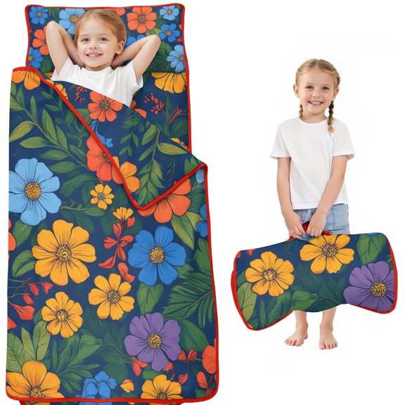 Pioneer Flower Floral Print Pattern Toddler Nap Mats for Kids Preschool,Sleeping Mat Bag or Kids,Toddler Sleeping Bag,Toddler Nap Mat or Daycare
