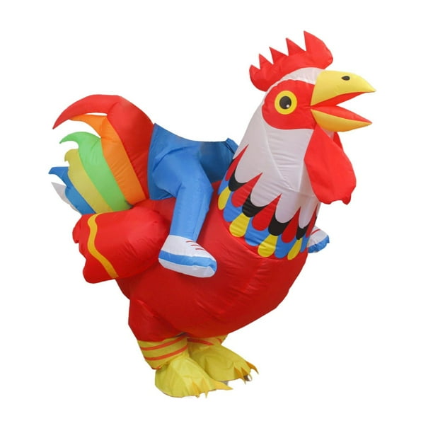 Disfraz de gallo inflable, divertido disfraz de pollo para montar en el juego de rol , Rojo