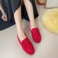 thumbnail image 4 of Zapatos de mujer con lazo acolchado de algodón, otoño e invierno, tacón bajo, suela suave, talla grande 41-43, zapatos de mamá planos cálidos con forro polar, 4 of 6