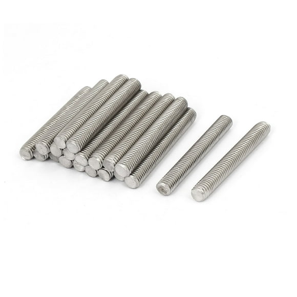 M8 x 60mm 1.25mm Pitch 304 Stainless Steel Fully Threaded Rods Fasteners 20 Pcs