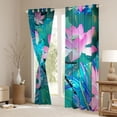 thumbnail image 3 of Castle Fairy Flying Dragonfly Girl Curtains Pack of 2 (42x84 Each),Nature Floral Lotus Curtains Blackout,Chic Flowers Blossoms Bedroom Curtains,Luxury Bedroom Decor, 3 of 6