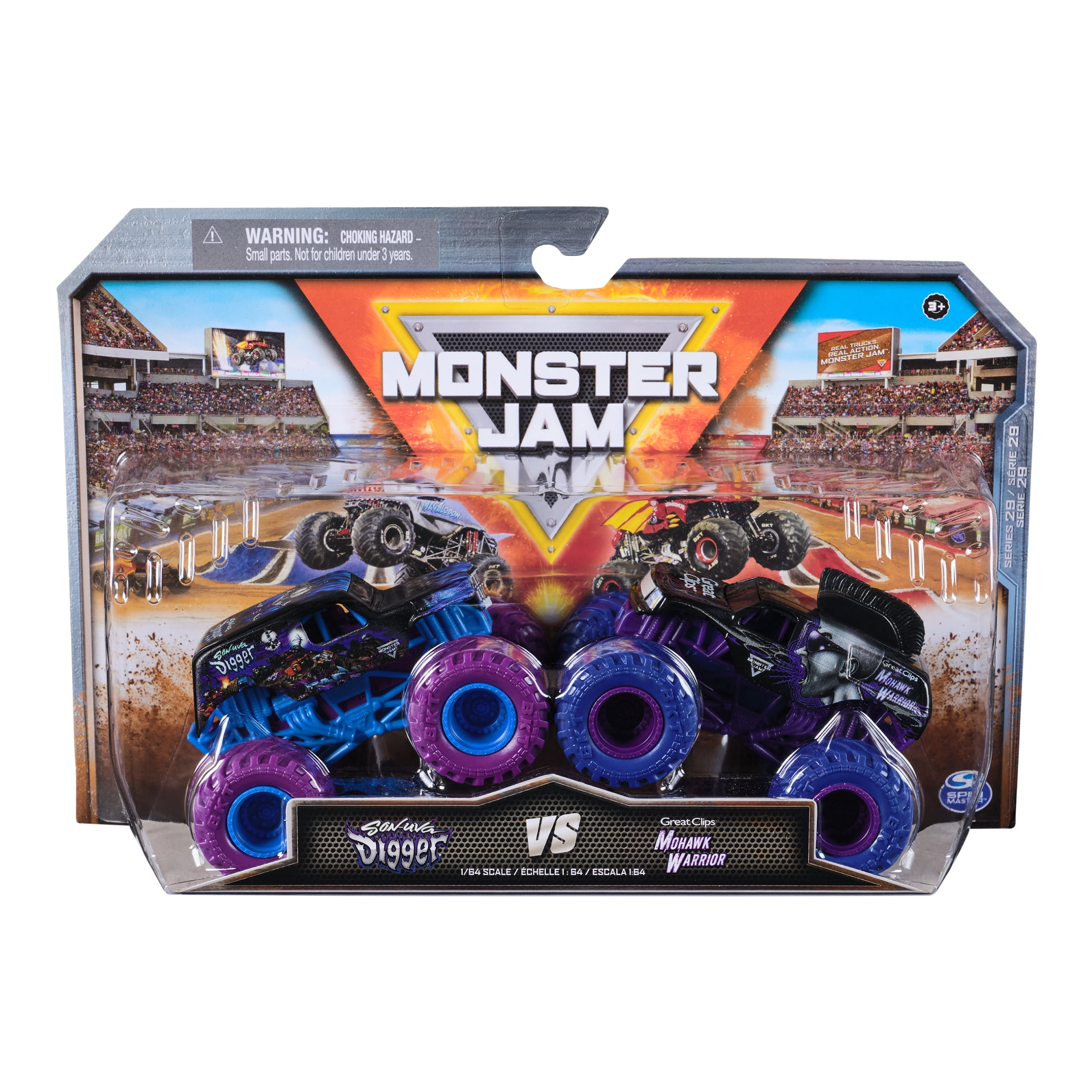 Monster Jam Mohawk Warrior Vs. Stone Crusher - 1:64 Scale Monster