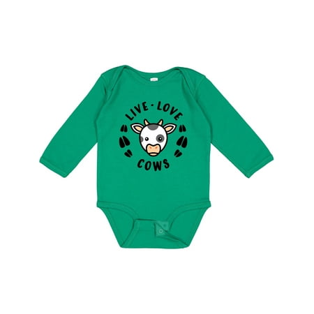 

Inktastic Live Love Cows Gift Baby Boy or Baby Girl Long Sleeve Bodysuit