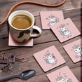 thumbnail image 3 of Inkdotpot Set of 6 Drink Coasters DecorativeNon,SlipCork Base4-inch Square PrintedCoastersEasy Clean- Unicorn, 3 of 8